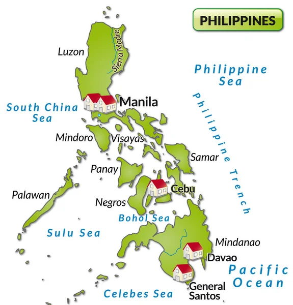 Mapa Filipín Jako Infografie Zelené — Stock fotografie