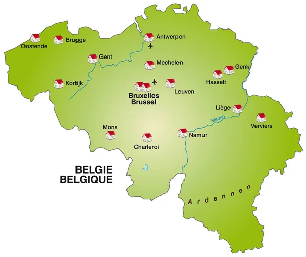 Χάρτης Του Belgium Infographic Πράσινο — Φωτογραφία Αρχείου