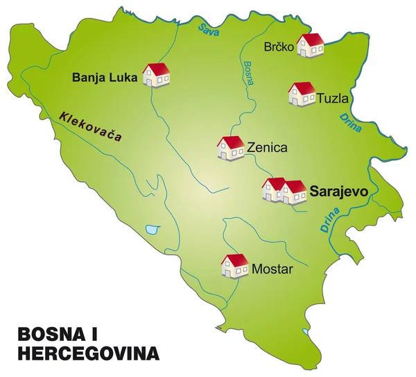 Mappa Bosnia Qui Infografica Verde — Foto Stock