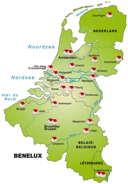 Mapa Los Países Del Benelux Como Infográfico Verde — Foto de Stock