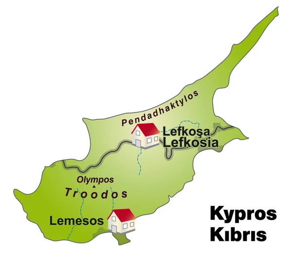 Mappa Cyprus Come Infografica Verde — Foto Stock