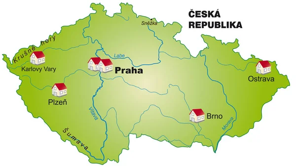 Mapa República Checa Como Infografía Verde — Foto de Stock