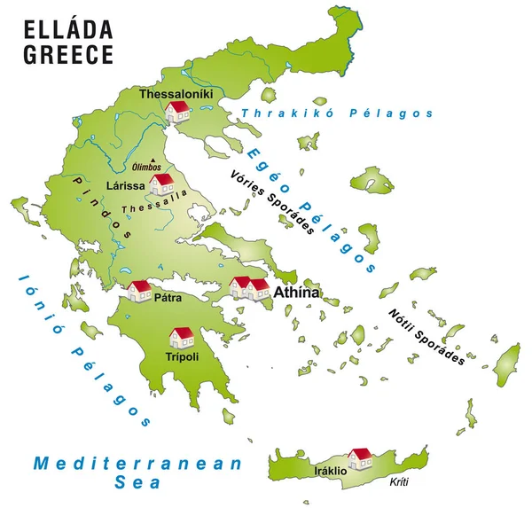 Mapa Greece Como Infográfico Verde — Fotografia de Stock