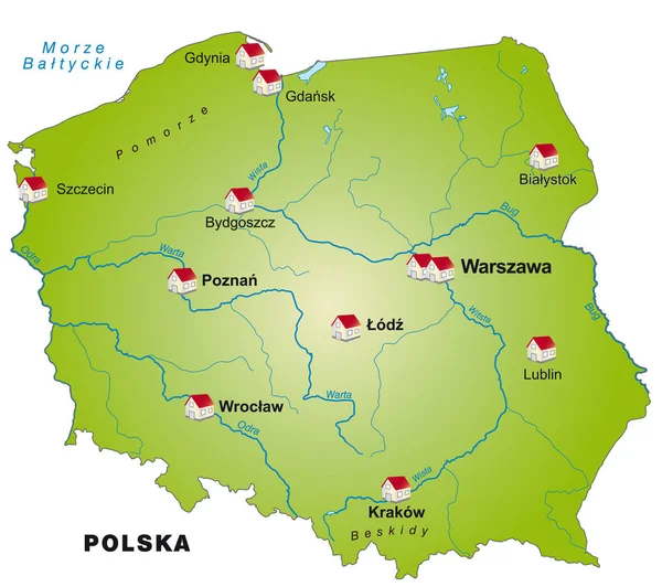 Mapa Poland Como Infográfico Verde — Fotografia de Stock