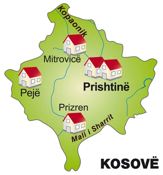 Mappa Kosovo Come Info Grafico Verde — Foto Stock