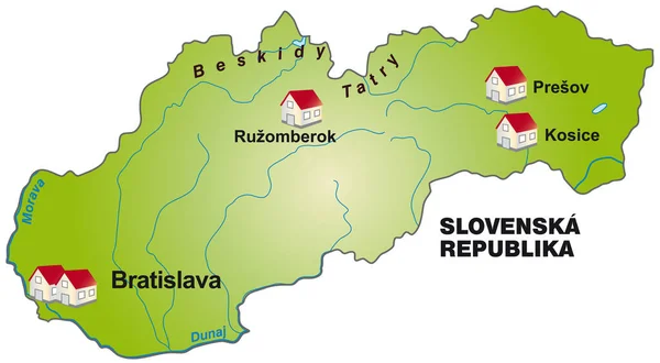 Karte Der Slowakei Als Infografik Grün — Stockfoto