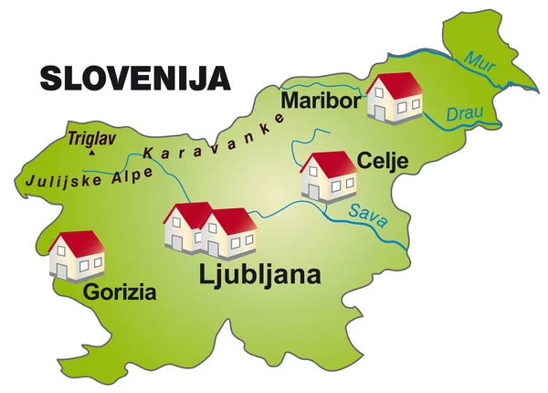 Kaart Van Slovenië Als Infographic Het Groen — Stockfoto