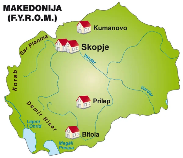 Mappa Macedonia Come Infografica Nel Verde — Foto Stock