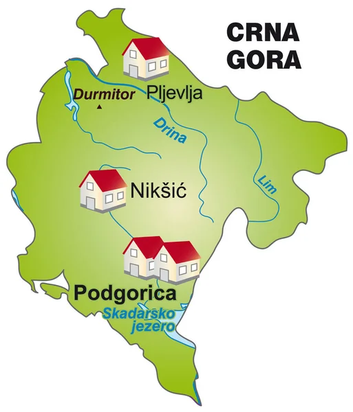 Montenegrói Térkép Mint Zöld Infografika — Stock Fotó
