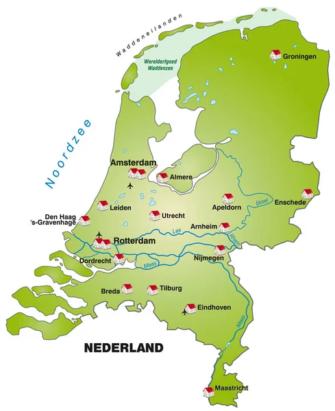 Kaart Van Nederland Als Infographic Het Groen — Stockfoto