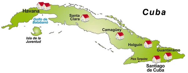 Mappa Cuba Come Infografica Nel Verde — Foto Stock