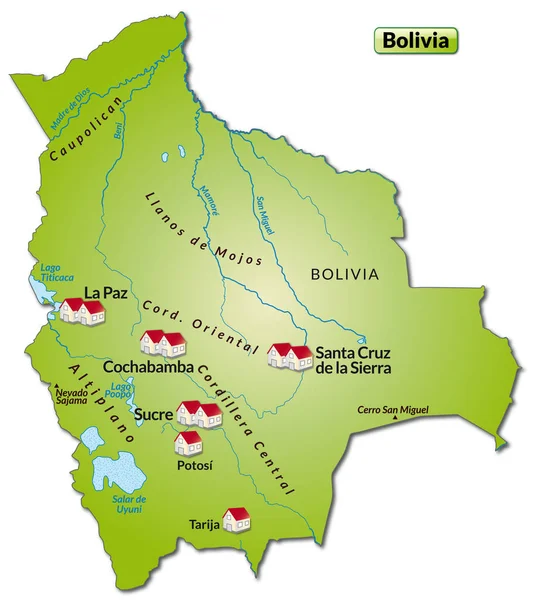 Kaart Van Bolivia Als Infographic Het Groen — Stockfoto