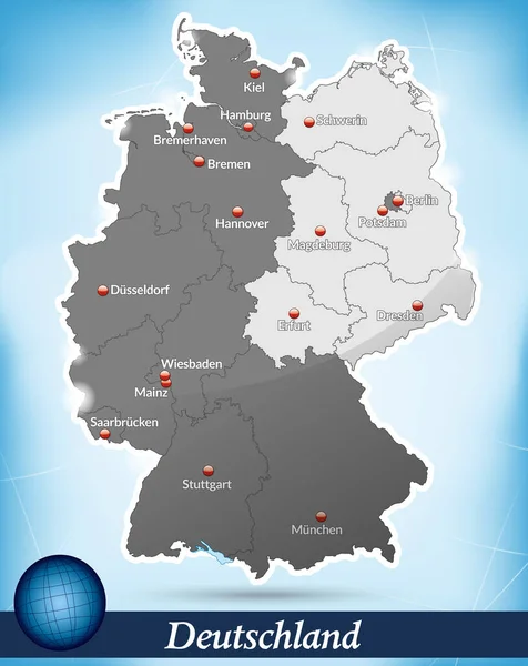 Карта Німецької Тематики Синьому — стокове фото
