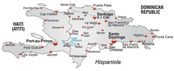 Map Hispaniola Overview Map Gray — Stock Photo, Image