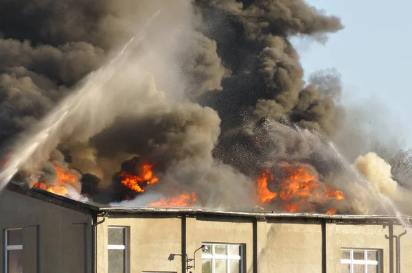 Grande Incendio Una Fabbrica Tessile Kirschau 2014 — Foto Stock