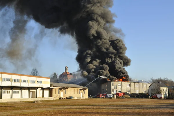 big fire in a textile factory,in kirschau. 10.02.2014