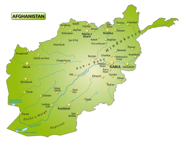 Afganistan Haritası Yeşil Olarak Bir Genel Bakış Haritası Olarak — Stok fotoğraf