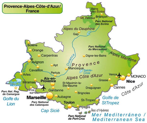Karte Der Provence Karte Grün — Stockfoto
