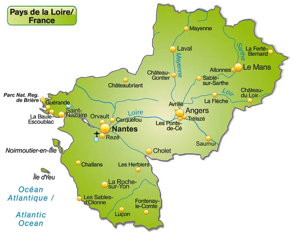 Karte Von Loire Als Übersichtskarte Grün — Stockfoto