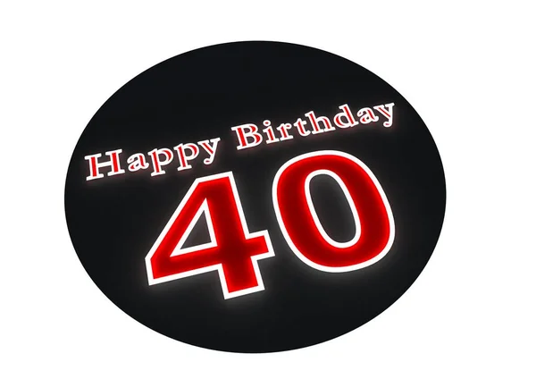 Lettering Happy Birthday Luminous Wrting Age Red Background — Stock Photo, Image