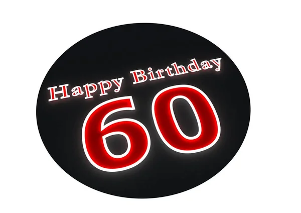 Lettering Happy Birthday Luminous Wrting Age Red Background — Stock Photo, Image