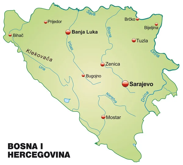 Mappa Bosnia Qui Come Mappa Panoramica Verde Pastello — Foto Stock