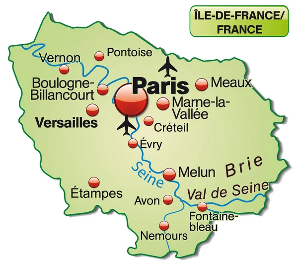 Mapa Ile France Como Mapa Verde Pastel — Foto de Stock