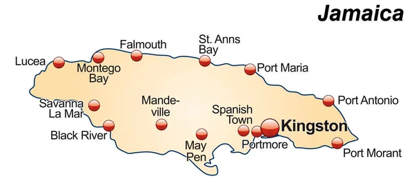 Map Jamaica Map Pastel Orange — kuvapankkivalokuva