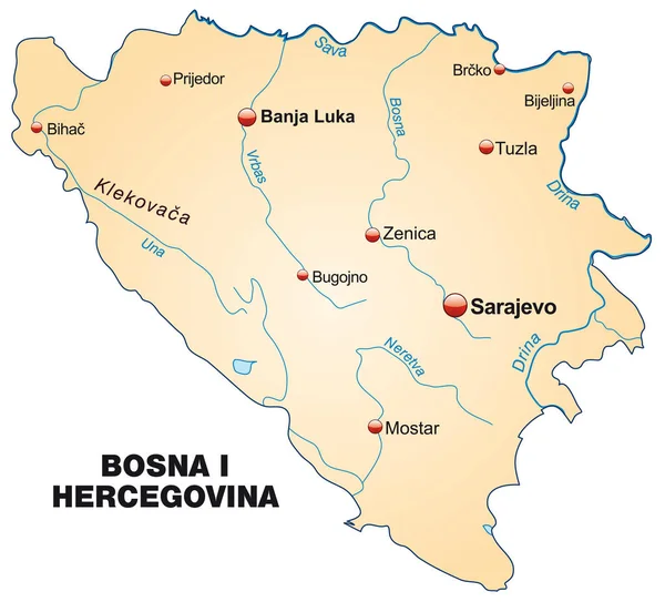 Mappa Bosnia Qui Come Mappa Panoramica Arancione Pastello — Foto Stock
