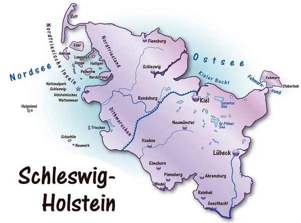 Mapa Schleswig Holstein Como Mapa Esboço Roxo — Fotografia de Stock