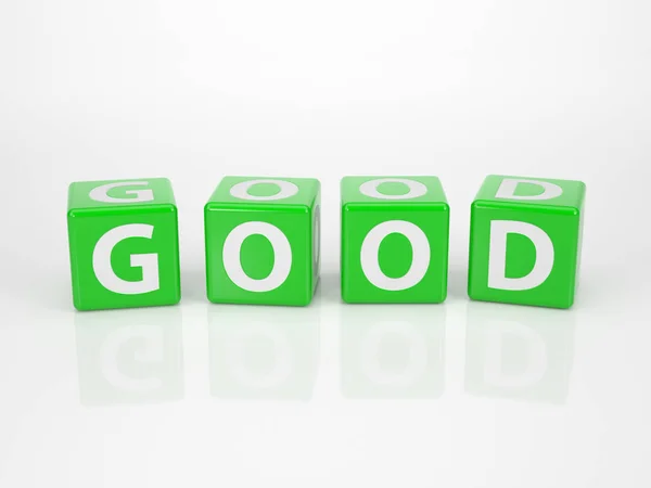 Das Gute Wort Aus Grünen Buchstabenwürfeln — Stockfoto