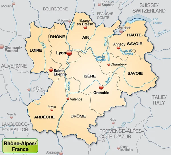 Mappa Rinoceronte Alpi Con Bordi Arancio Pastello — Foto Stock