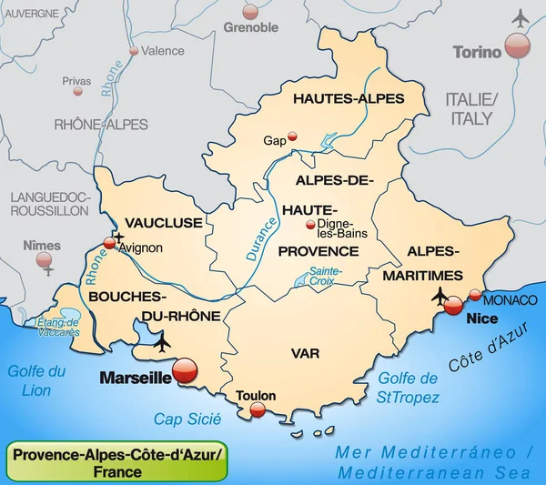 Карта Провинции Альпы Кот Азур Границами Пастельном Оранжевом — стоковое фото