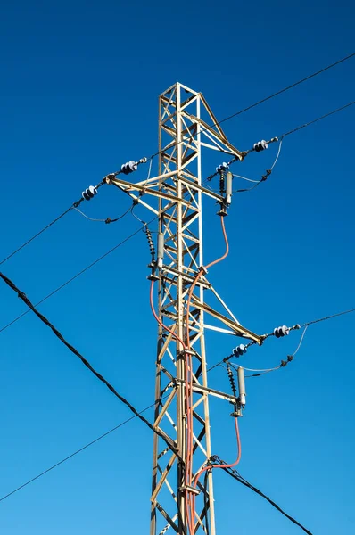 Energia Elettricità Power Pylon Cielo Blu — Foto Stock