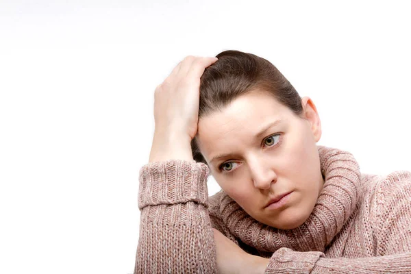 Woman Supports Head Hand — Stock Photo, Image