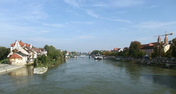 Bavyera Bir Şehir Olan Regensburg Nehir Kenarı Manzarası Almanya — Stok fotoğraf