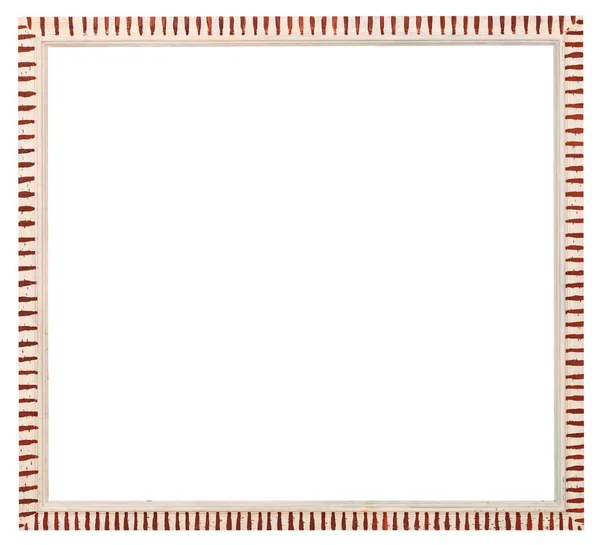 White Striped Wooden Picture Frame Cut Out Canvas Isolated White — Stock Photo, Image