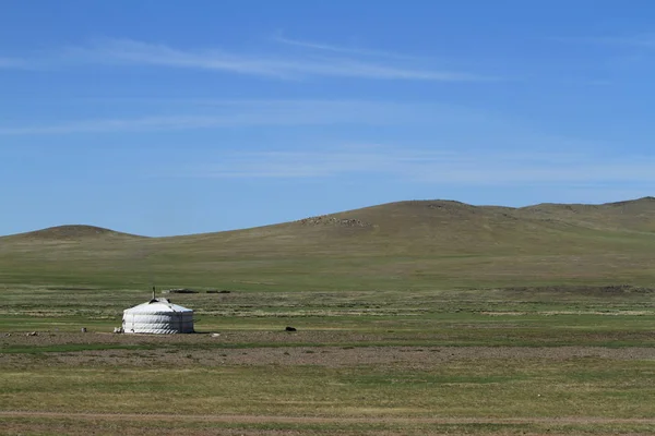Yourtes Villages Dans Steppe Mongolienne — Photo