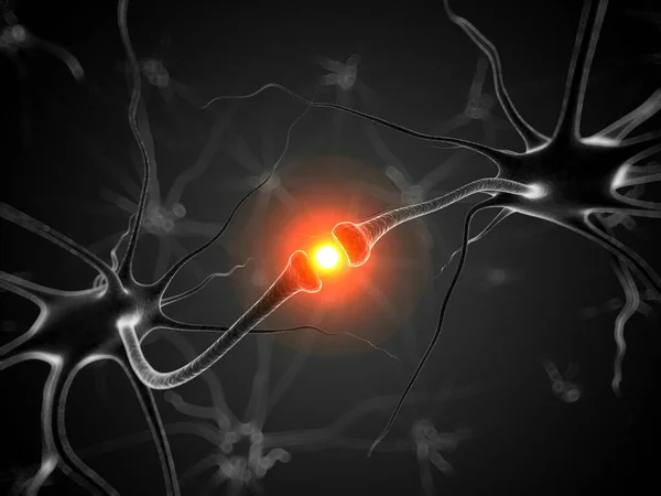 Ilustração Médica Renderizada Neurônio Ativo — Fotografia de Stock
