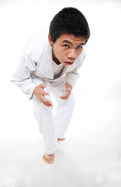 Jung Asiatisch Teen Junge Doing Jiu Jitsu Martial Arts — Stockfoto