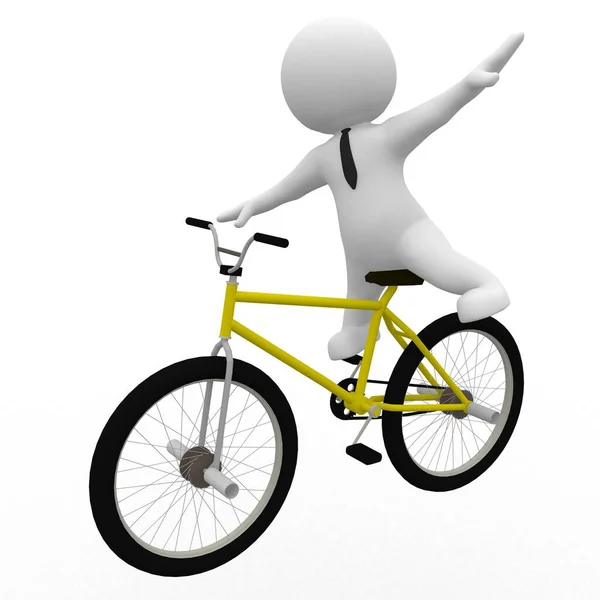 スマートフィギュアは自転車を学ぶ — ストック写真