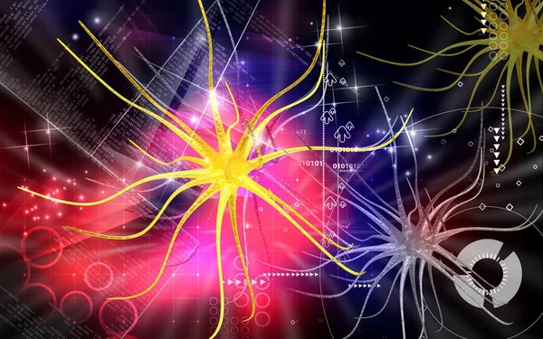 Digital Illustration Neuron Färg Bakgrund — Stockfoto