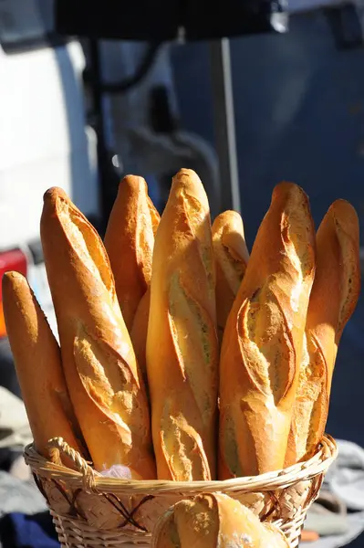 Mercado Semanal España Pan Fresco Baguette Pizza —  Fotos de Stock