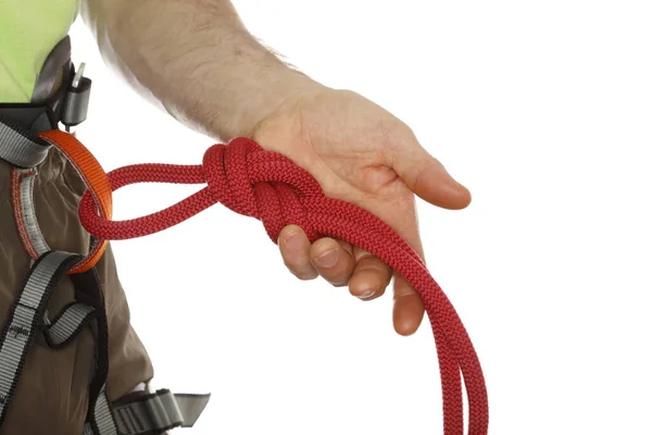 Людина Тримає Мотузку Руці — стокове фото