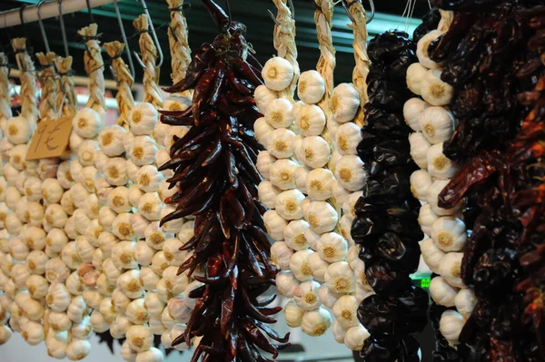 Mercado Semanal Espanha Zuccini Alcachofra Feijão Verde Morangos — Fotografia de Stock