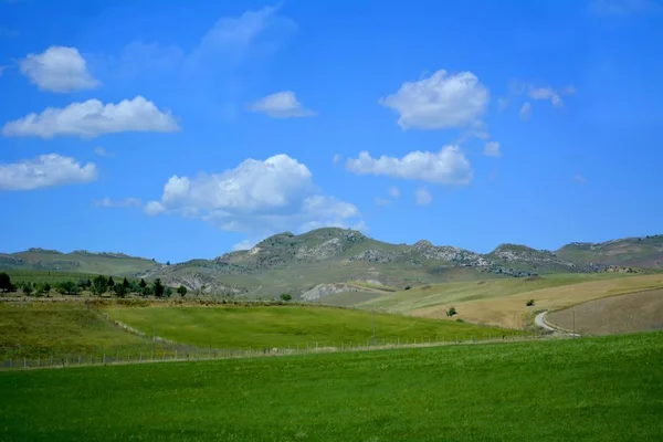 Italien Italien Sizilien Landschaft Zwischen Catania Und Enna Sizilianische Landwirtschaft — Stockfoto