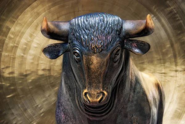 Image Bull Front Frankfurt Boerse Symbolizing Rising Measure Equity — Stock Photo, Image