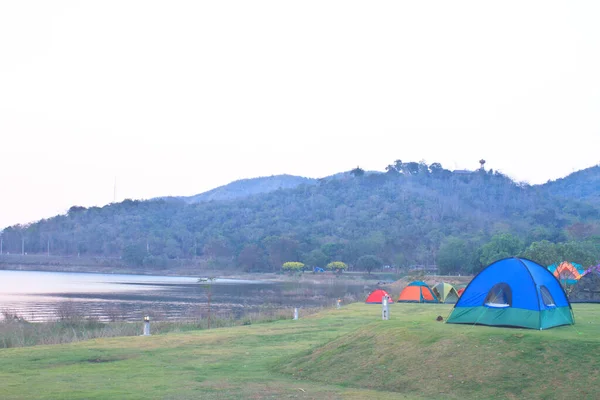Tenda Colorida Acampamento Parque Nacional — Fotografia de Stock