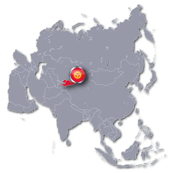 Kırgızistan Ile Asya Haritası — Stok fotoğraf