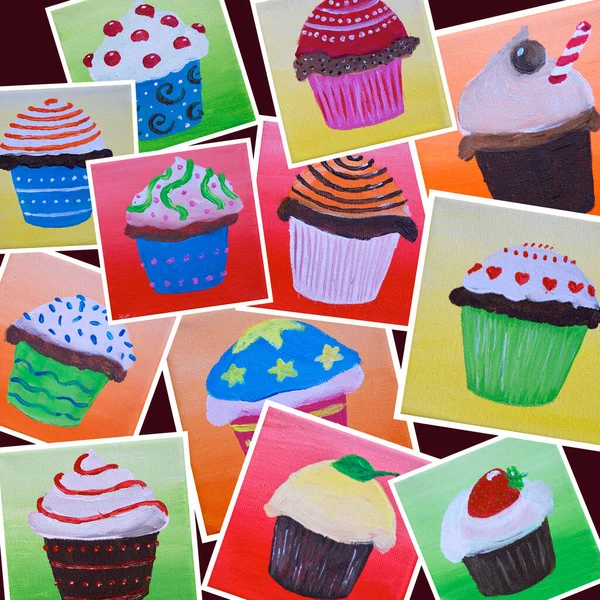 Savoureux Cupcakes Sur Fond Gros Plan — Photo